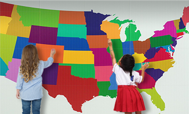 Custom printed USA map themed slab baseplate
