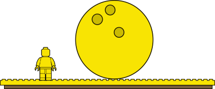 Yellow bowling ball on a yellow slab baseplate