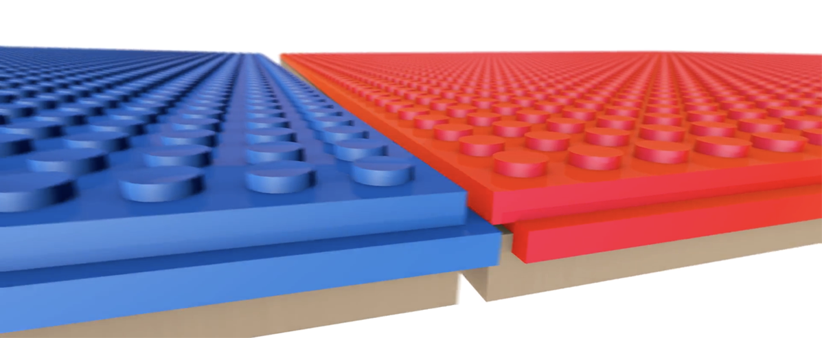 Red and Blue slab baseplates with mdf backing connecting together