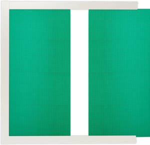 Green slab baseplate slidin into a white mounting frame
